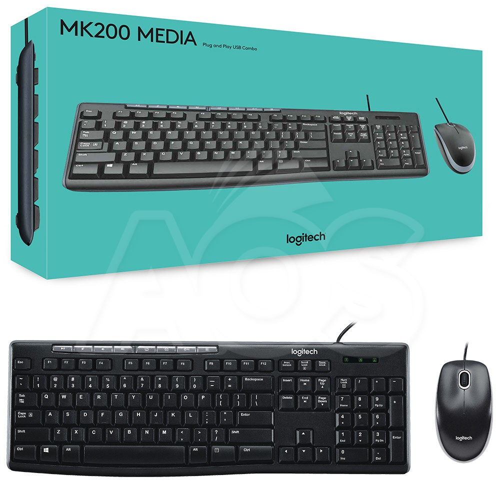 LOGITECH MK200 MEDIA CORDED KEYBOARD AND MOUSE COMBO