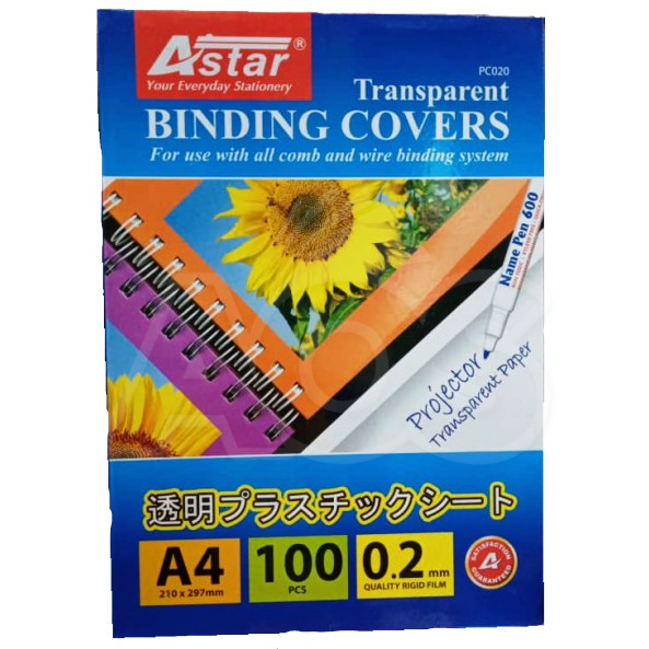 Astar 211X297mm Transparent Binding Cover A4 (100`S) PC020