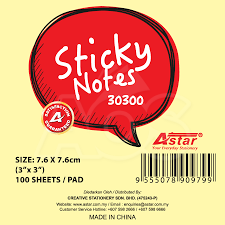 Astar Sticky Notes 3"X3" 100`S